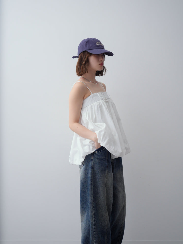 [予約]バックル付バルーンキャミトップス/white