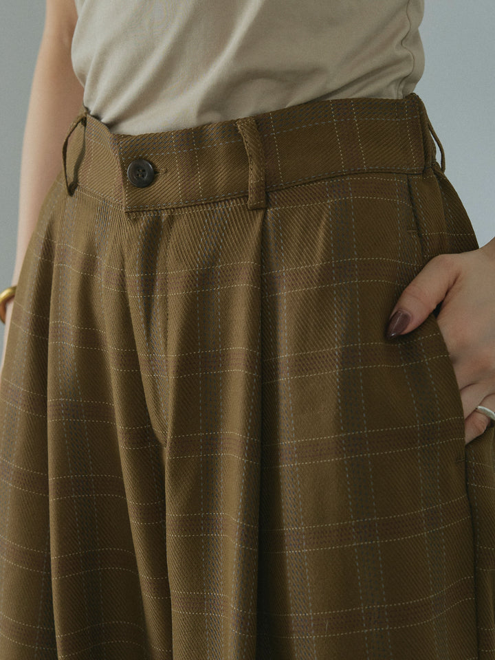 【Allure】[SET]ミックスシャギーループニットプルオーバー+杢チェックタックパンツ(2set)