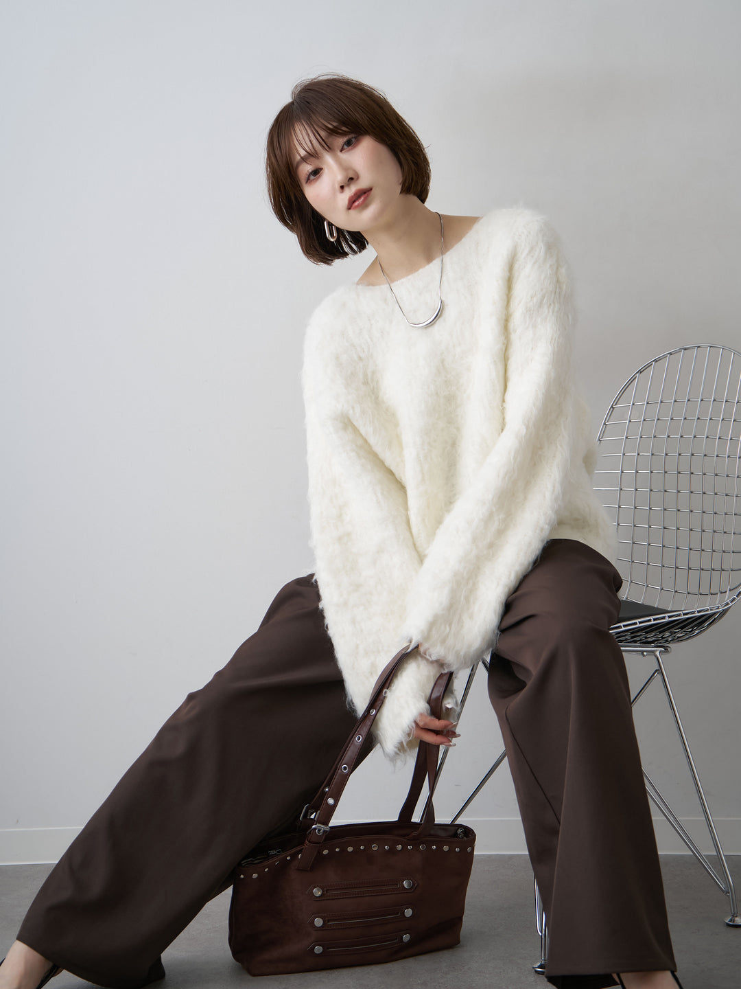 [予約]フェザーシャギーボックスプルオーバー/white