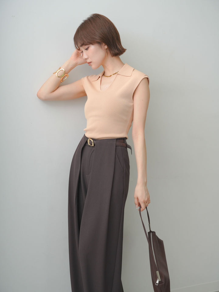 [SET]スキッパーフレンチニットトップス+スキッパーフレンチニットトップス(2set)