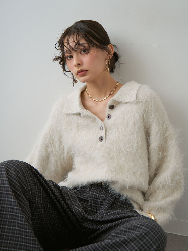 [SET]ヘンリーシャギーニットトップス+ヘンリーシャギーニットトップス(2set)