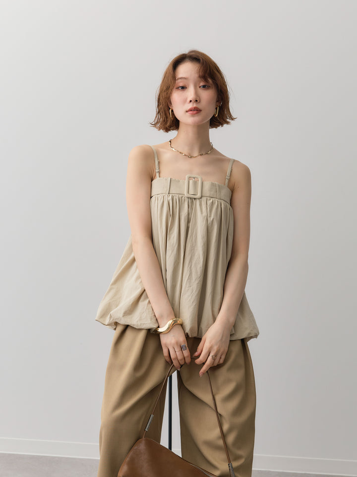 [予約]バックル付バルーンキャミトップス/beige