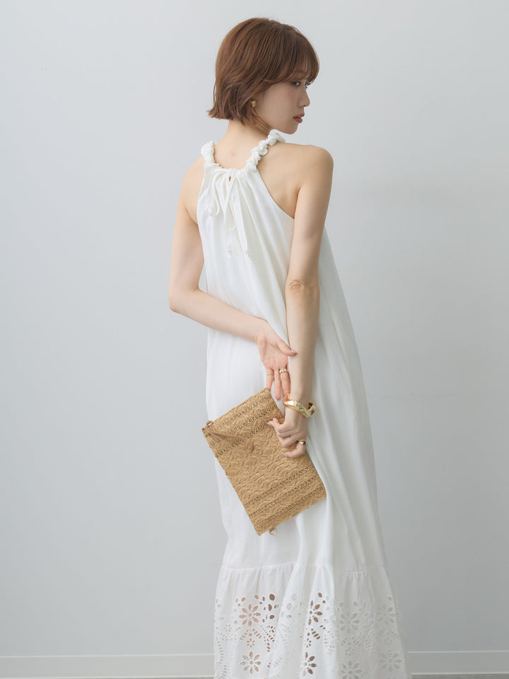 [予約]スカラップヘムカットワークレースキャミワンピース/white
