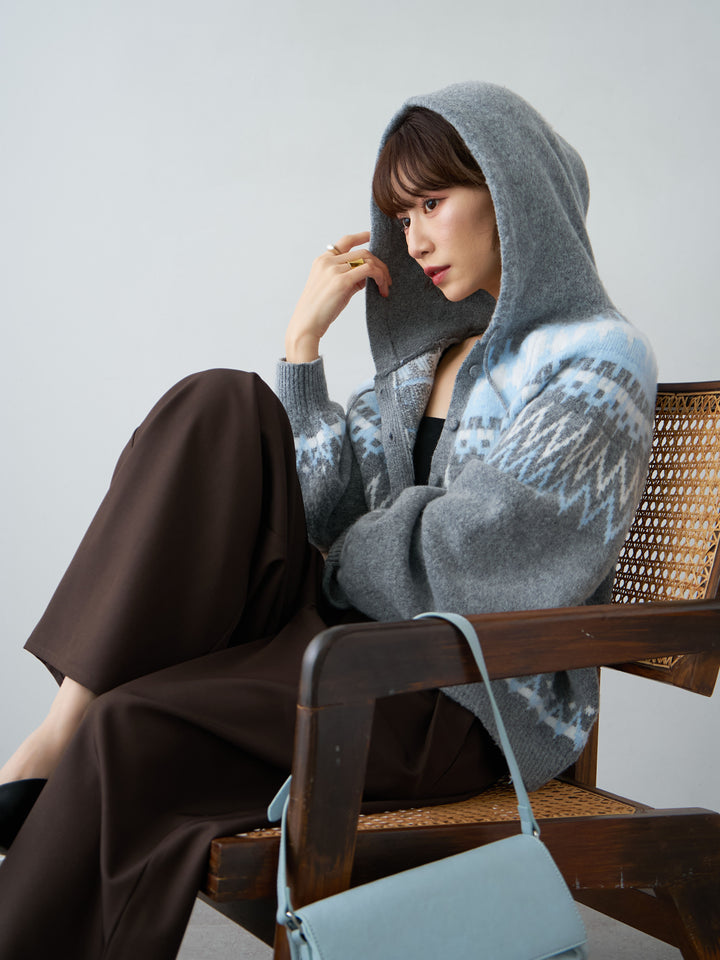 [SET]ノルディックフードカーディガン+選べるアクセセット(2set)