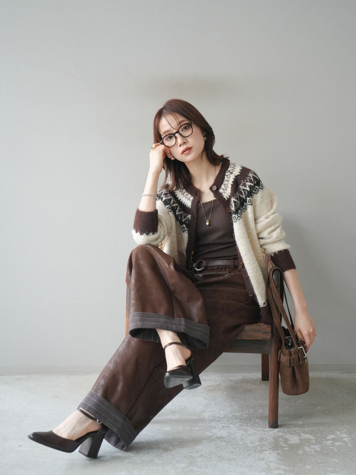 [予約]ノルディック柄ニットカーディガン/ivory