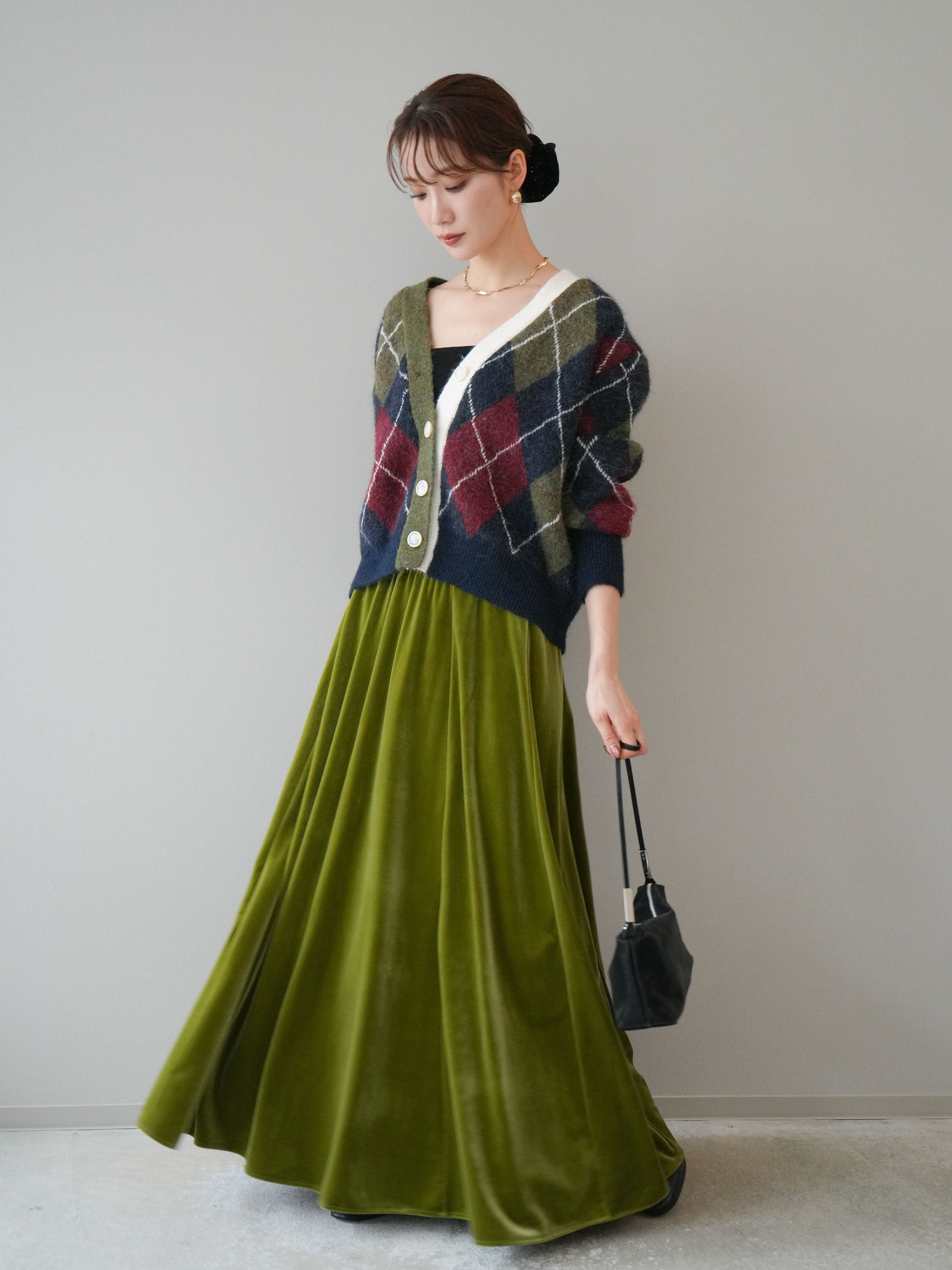 ま*ゆ様 foufou ベロアフレアースカート ≪通常販売≫velvet quilting super flare skirt （ベルベット