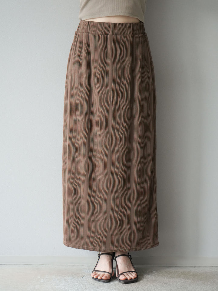 [予約]ウェーブパイピングタイトスカート/ブラウン