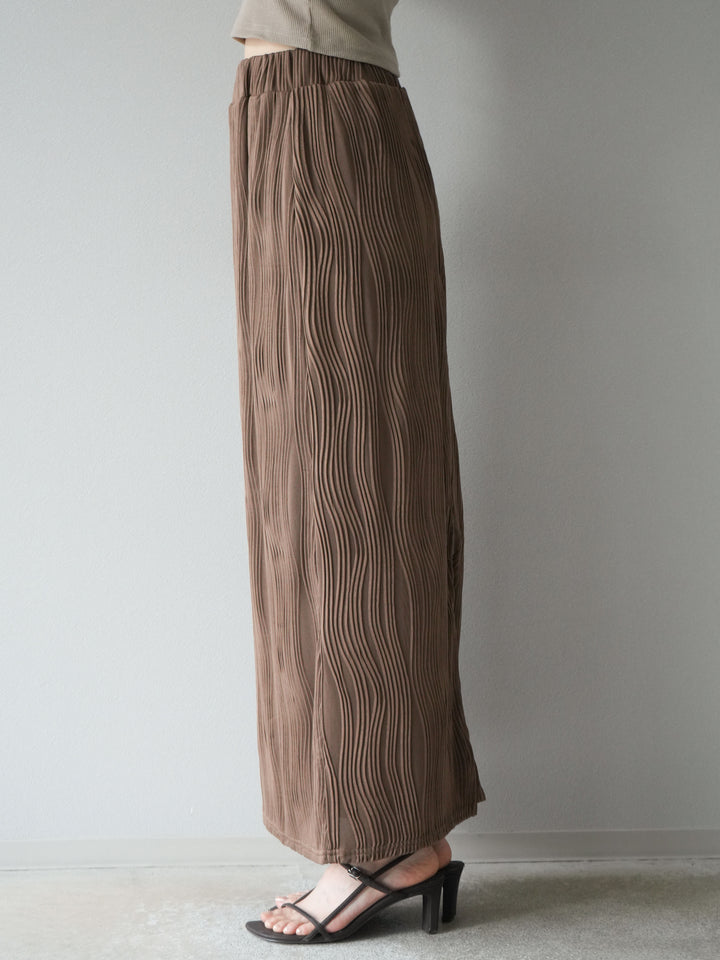 [予約]ウェーブパイピングタイトスカート/ブラウン