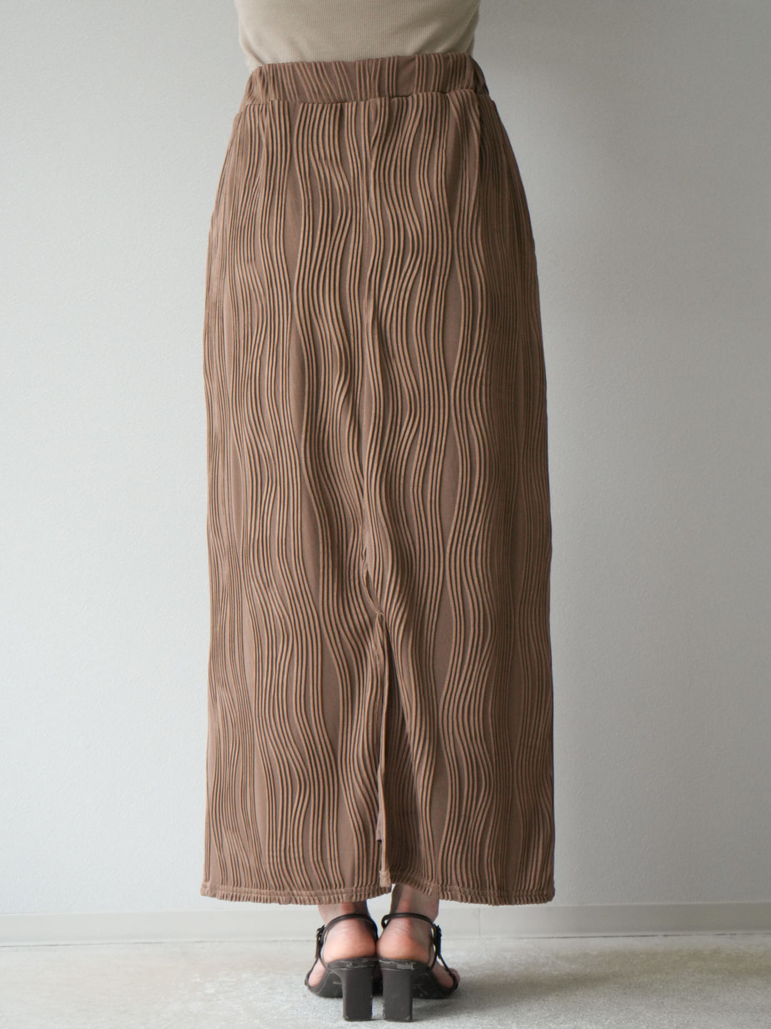[予約]ウェーブパイピングタイトスカート/ブラウン
