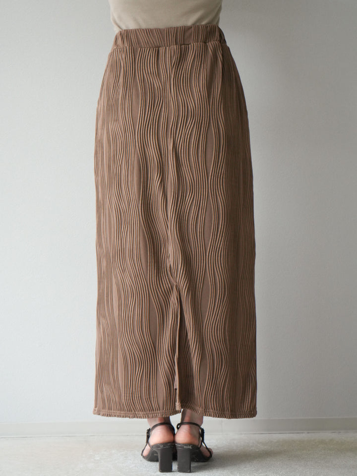 [予約]ウェーブパイピングタイトスカート/ブラウン