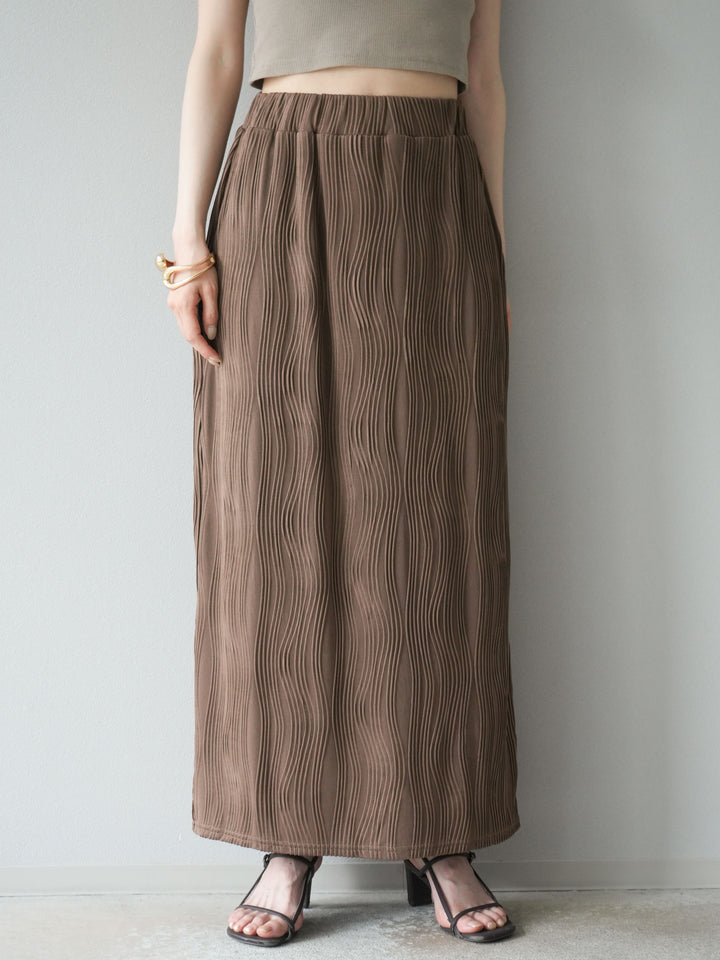 [予約]ウェーブパイピングタイトスカート/ブラウン