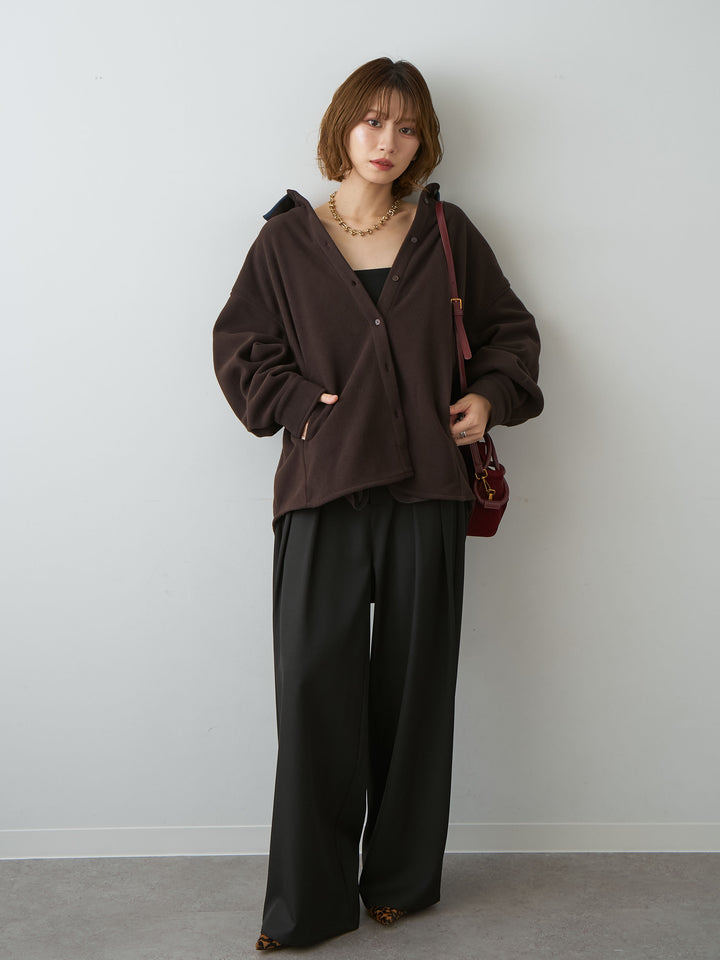 [SET]フリースパイピングシャツ+ツイルタックワイドパンツ(2set)