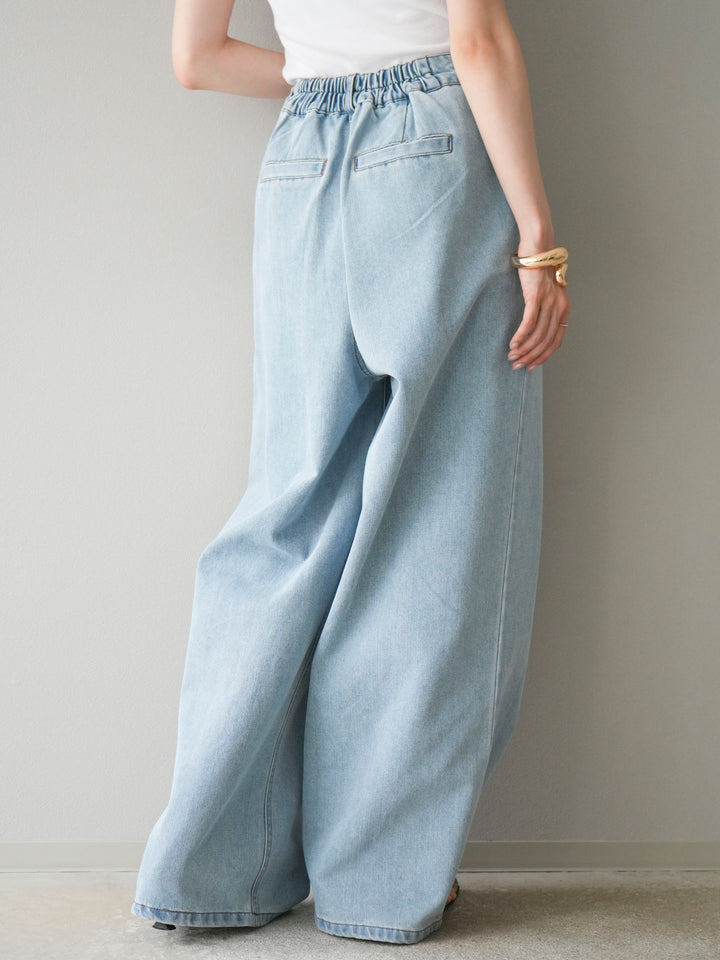 【預購】雙褶寬牛仔褲/漂白