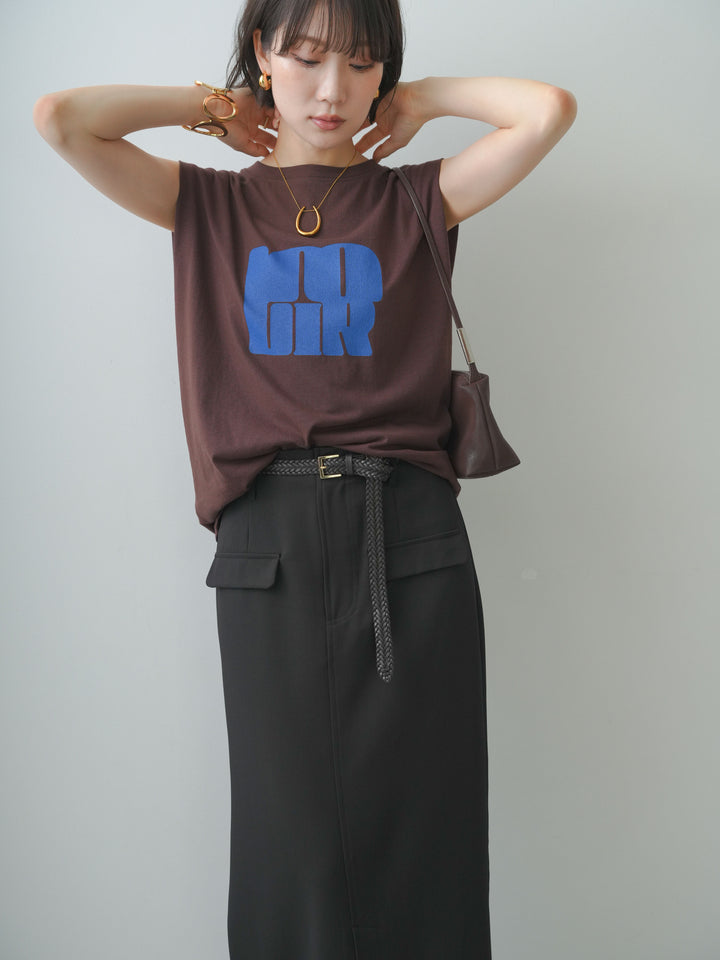 [予約]ショルダータックノースリーブオーバーTEE/brown