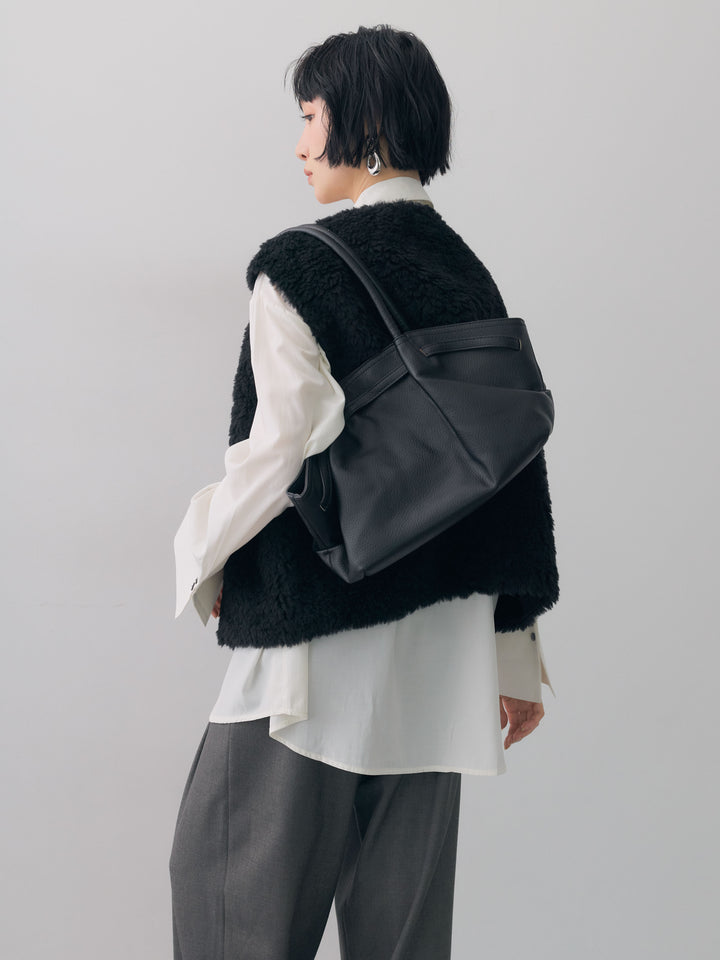 [予約]ショートボアジップベスト/black