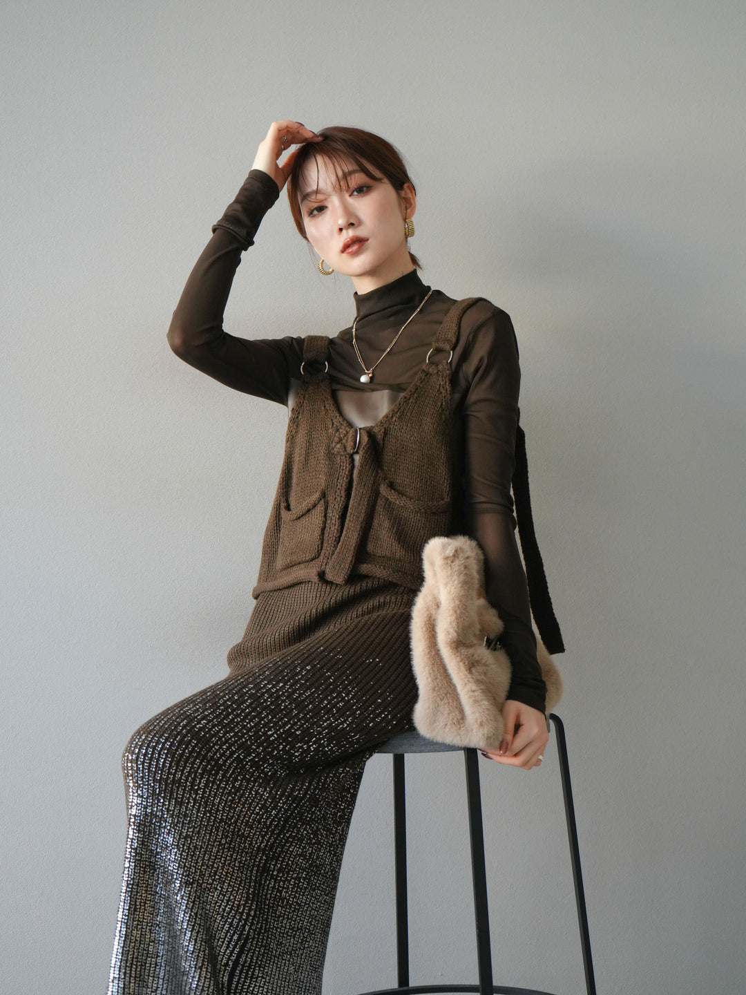 [予約]ニットビスチェ/coffeebrown