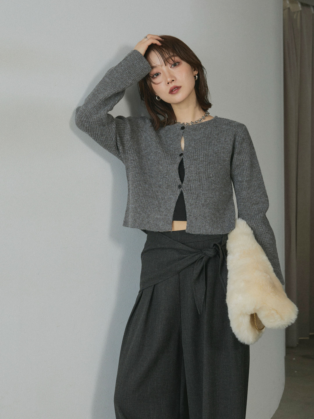 【Allure】[SET]デザインショートニットカーディガン+デザインショートニットカーディガン(2set)