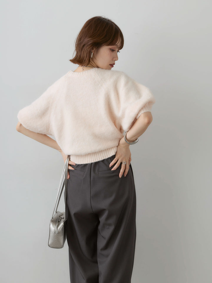 [SET]モヘアハーフプルオーバー+ツイルタックワイドパンツ(2set)