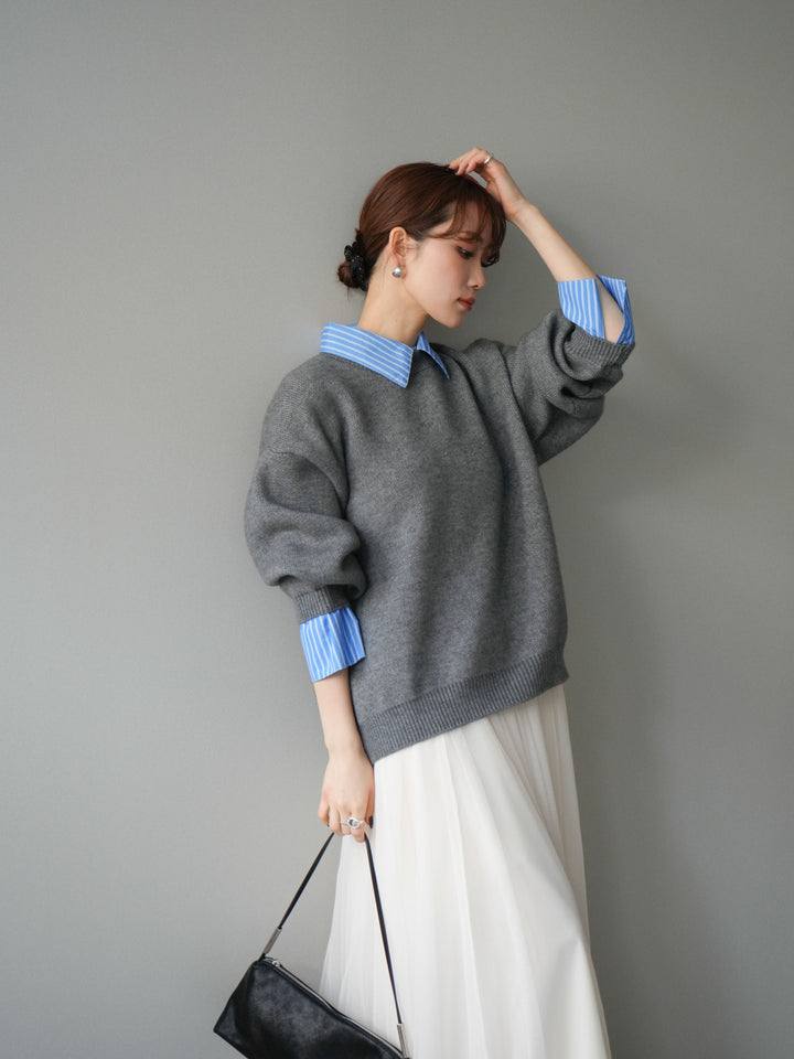 [予約]2WAY襟ニットプルオーバー/gray