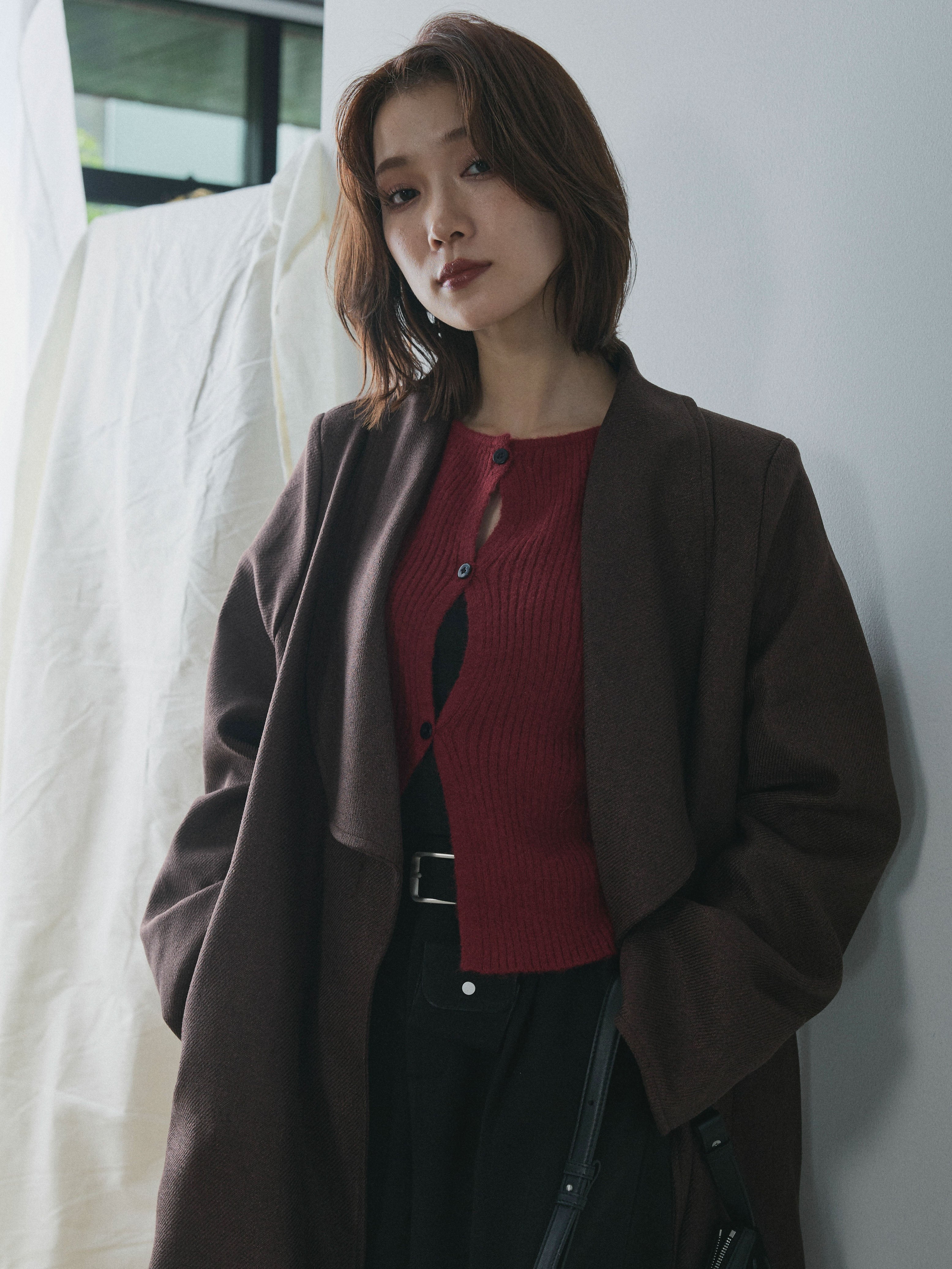 Allure】[SET]ツイードタッチロングコート+デザインショート