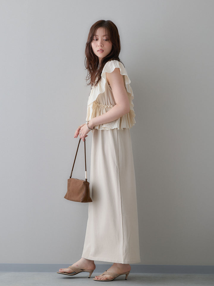 [予約]マルチWAYフリルスウェットワンピース/beige
