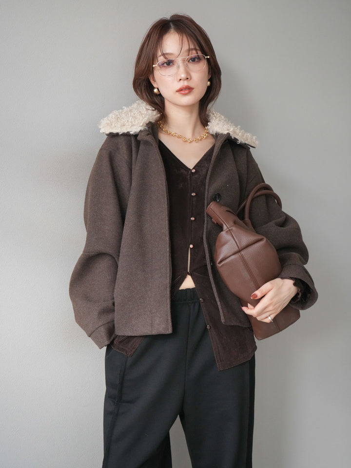 [予約]ロービングボアえりブルゾン/brown