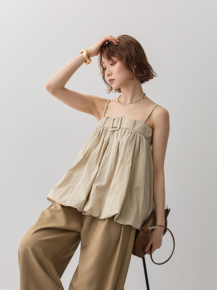 [予約]バックル付バルーンキャミトップス/beige