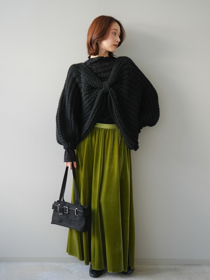 [予約]ベロアフレアスカート/green