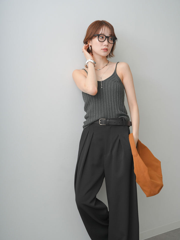 [予約]ワイドリブニットキャミソール/charcoal