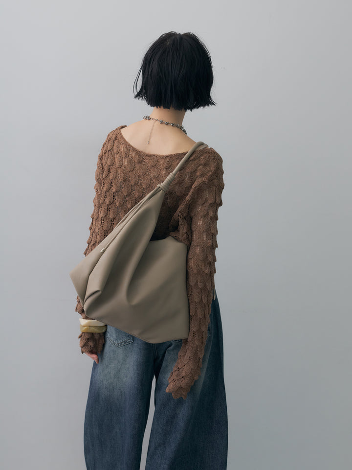 [SET]テクスチャードスカラップニットトップス+ナポレオンカーブデニム(2set)