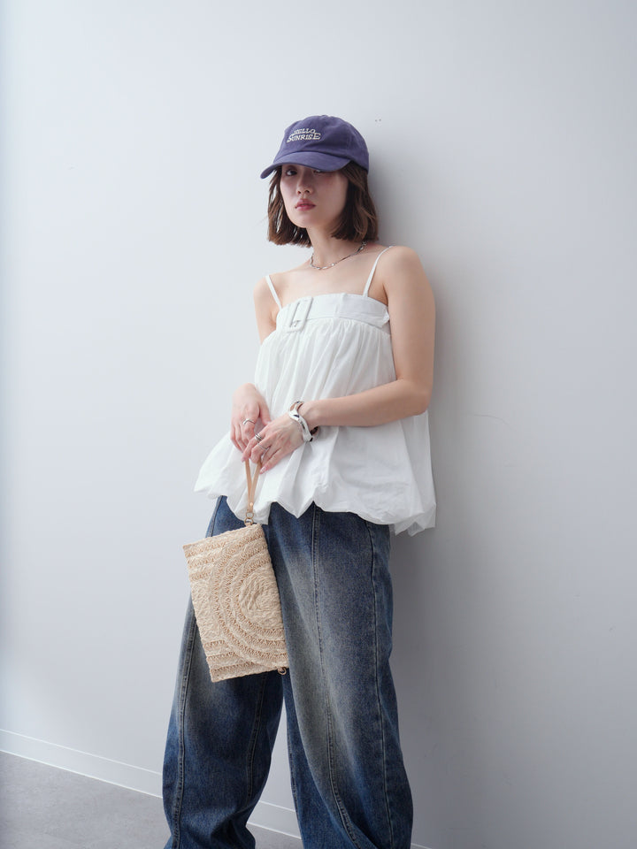 [予約]バックル付バルーンキャミトップス/white