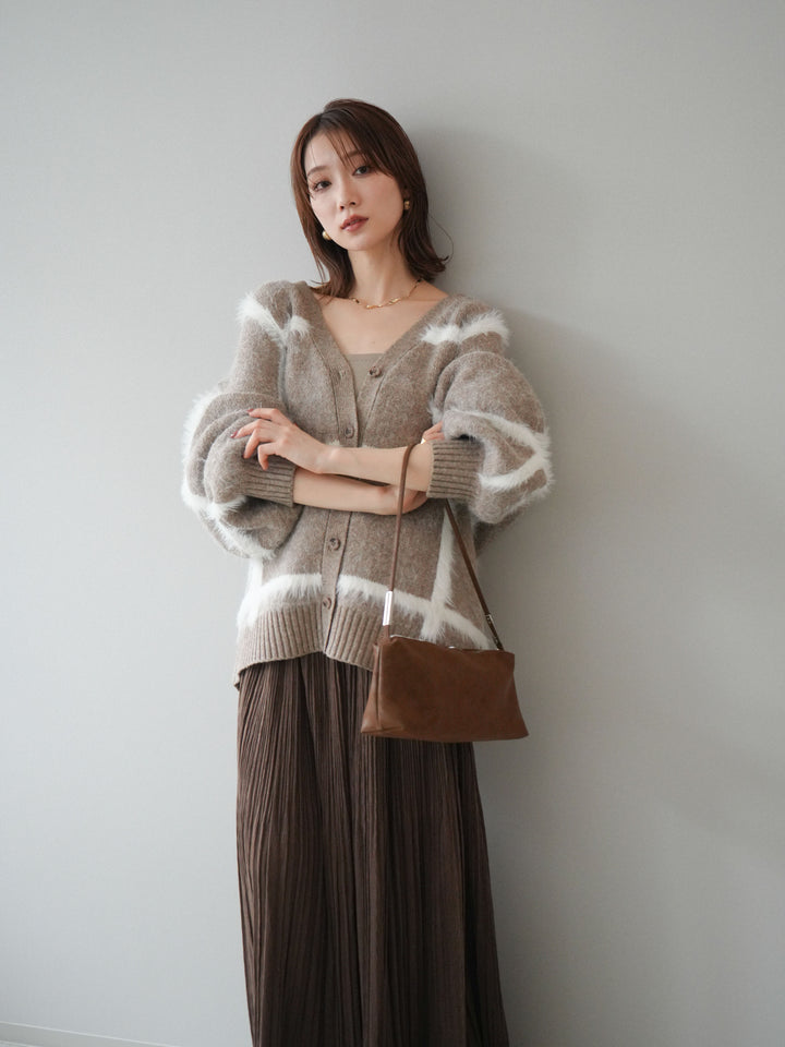[予約]ミックスシャギーチェックカーディガン/beige