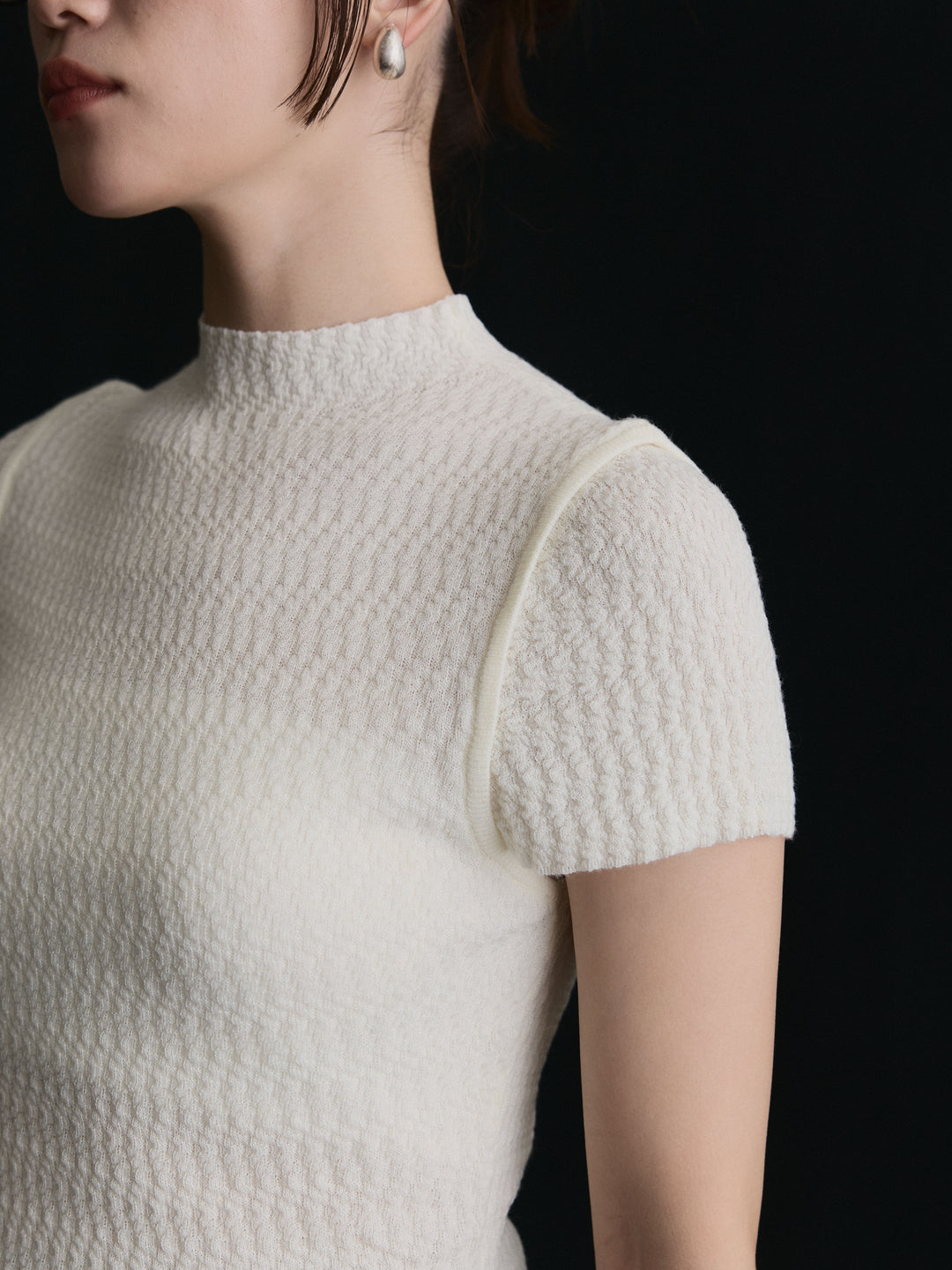 【Allure】[SET]デザインリブハーフニットトップス+デザインリブハーフニットトップス(2set)