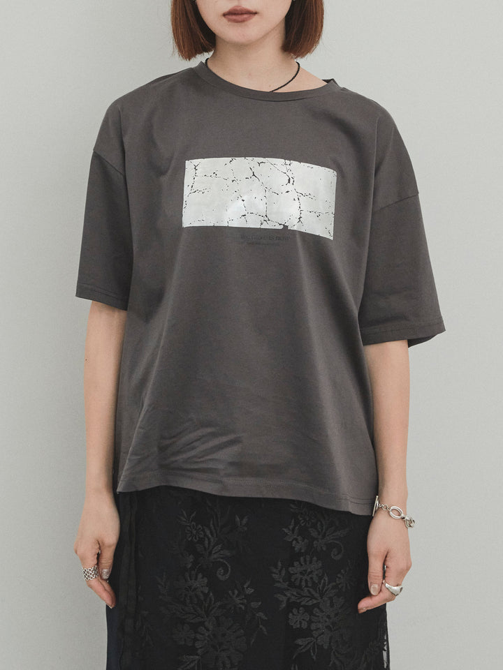 [予約]箔プリントドライタッチコットンTEE /チャコール
