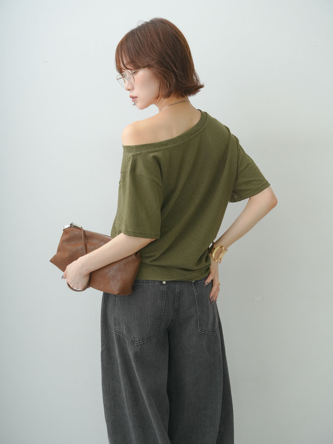 [予約]ワイドネックプリントTEE/green