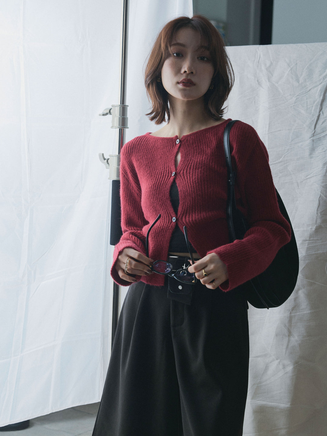 【Allure】[SET]デザインショートニットカーディガン+デザインショートニットカーディガン(2set)