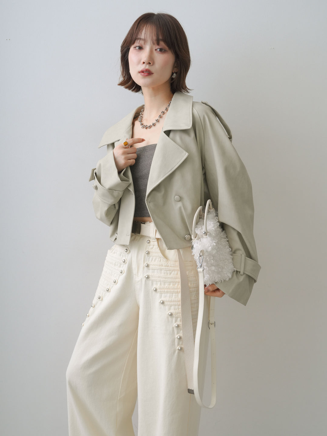 [SET]レザークロップブルゾン+レザークロップブルゾン(2set)