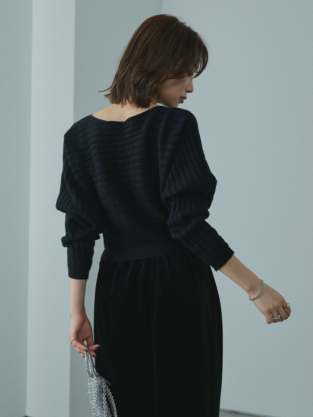 【Allure】[SET]ワンショルケーブル編みニット+ワンショルケーブル編みニット(2set)