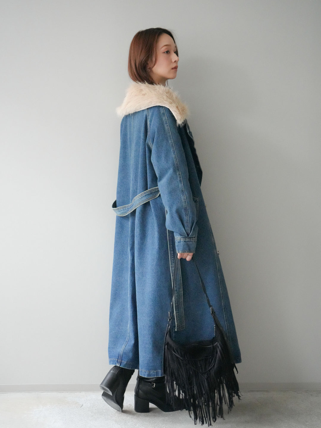 [予約]ベルト付インパンコーデュロイタックフレアスカート/blue