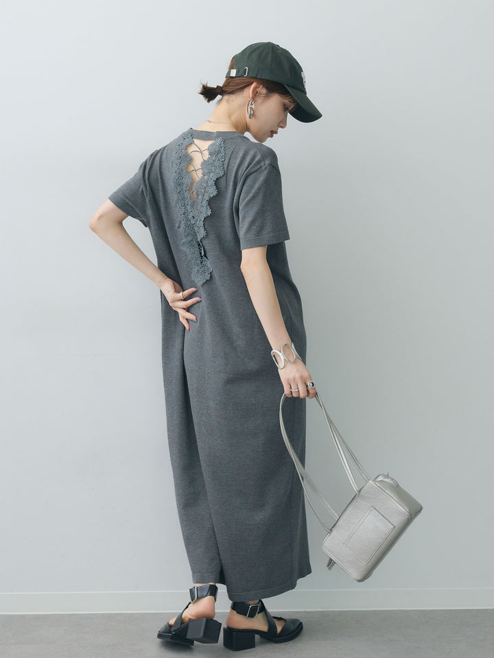 [SET]バックレースストレッチTEEワンピース+選べるアクセセット(2set)