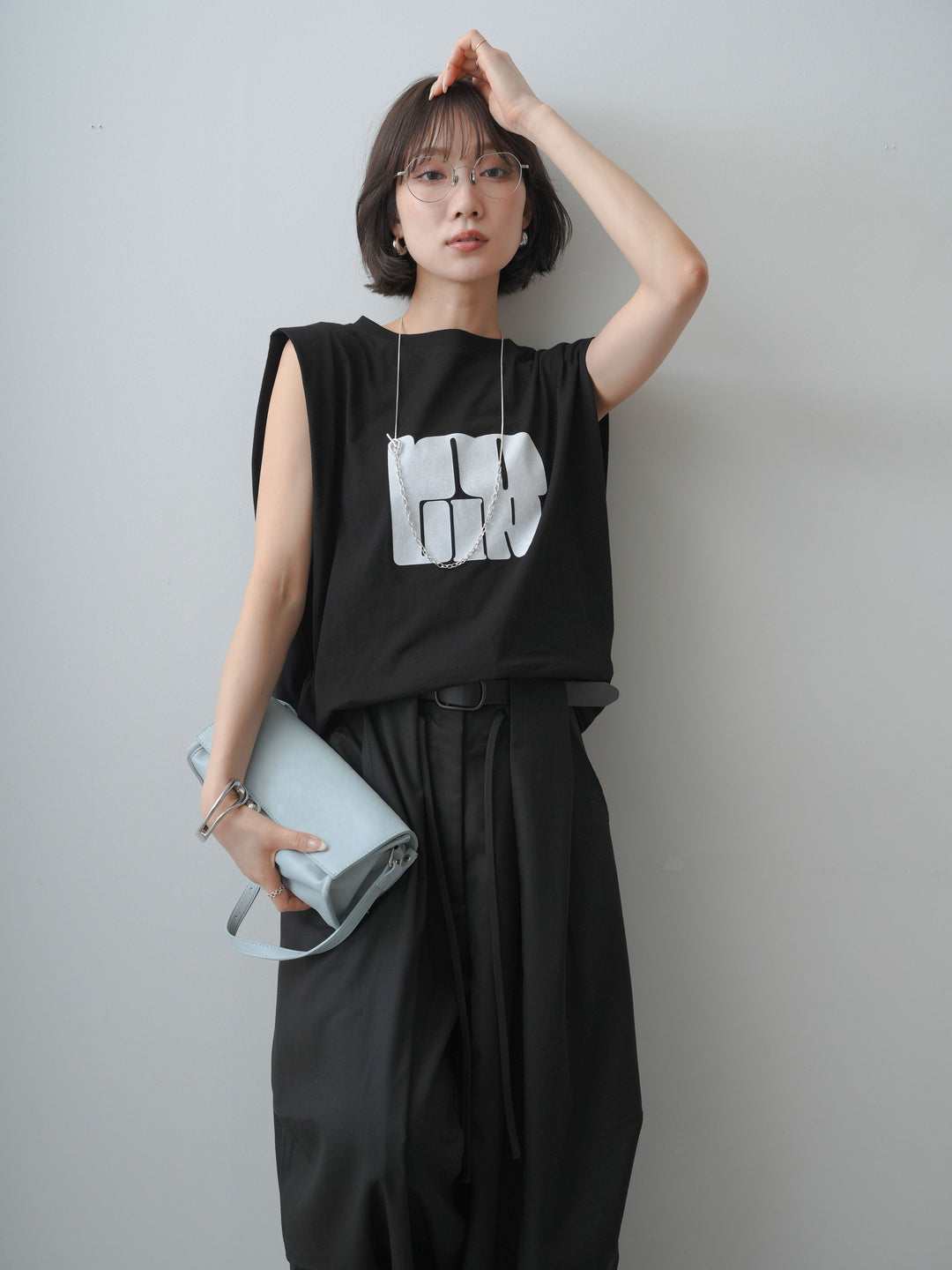 [SET]ヴィンテージロゴドロストTEE+ショルダータックノースリーブオーバーTEE(2set)