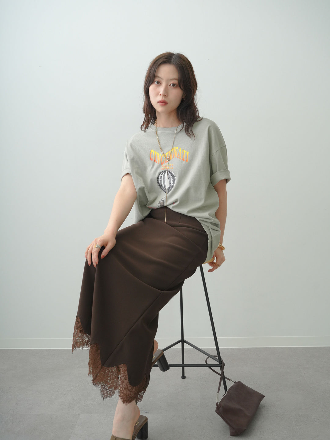 [予約]ヴィンテージライクプリントオーバーTEE/grayishbeige