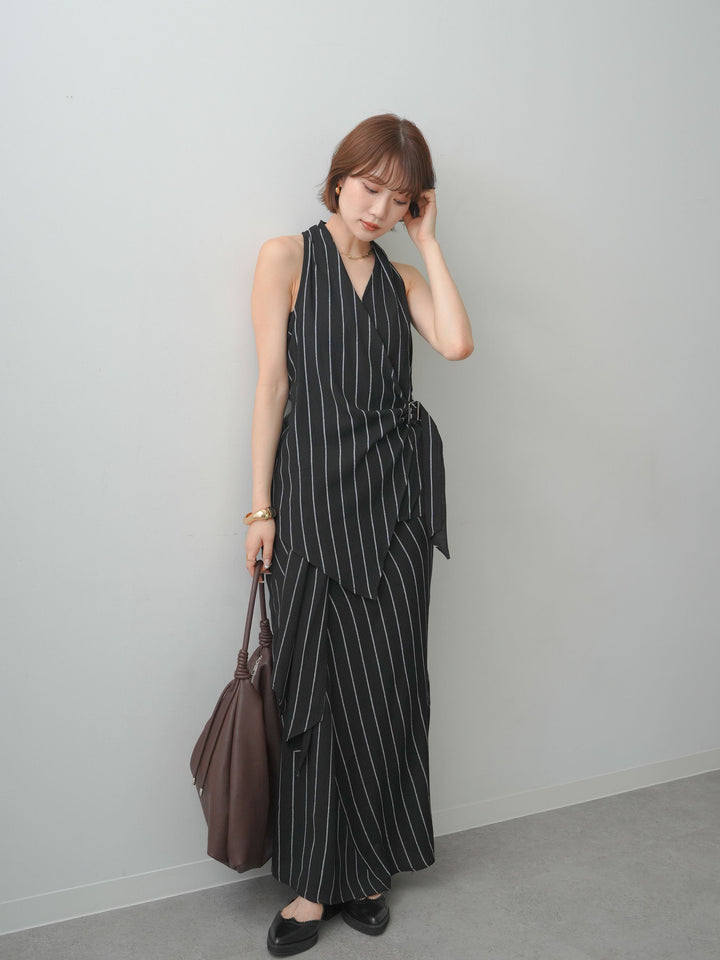 [SET]ストライプカシュクールジレ+選べるアクセセット(2set)