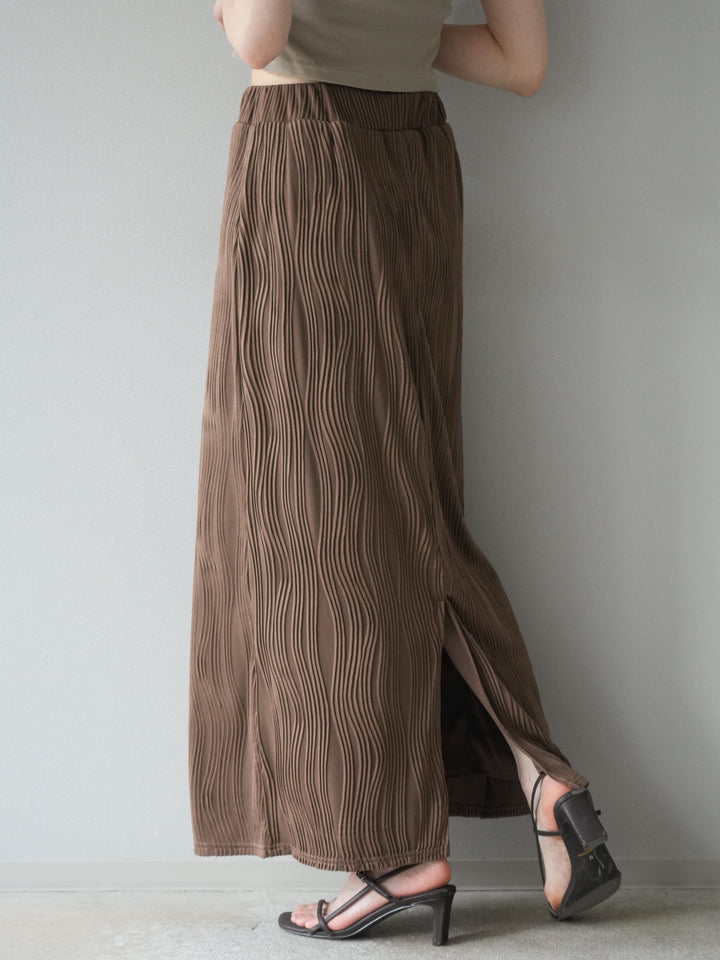 [予約]ウェーブパイピングタイトスカート/ブラウン