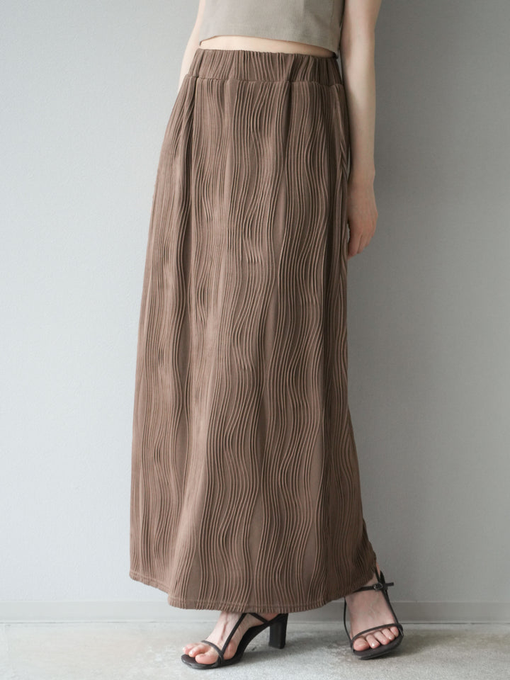 [予約]ウェーブパイピングタイトスカート/ブラウン