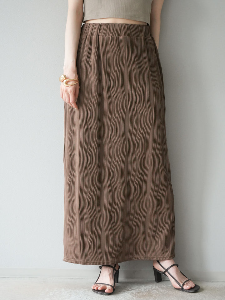 [予約]ウェーブパイピングタイトスカート/ブラウン