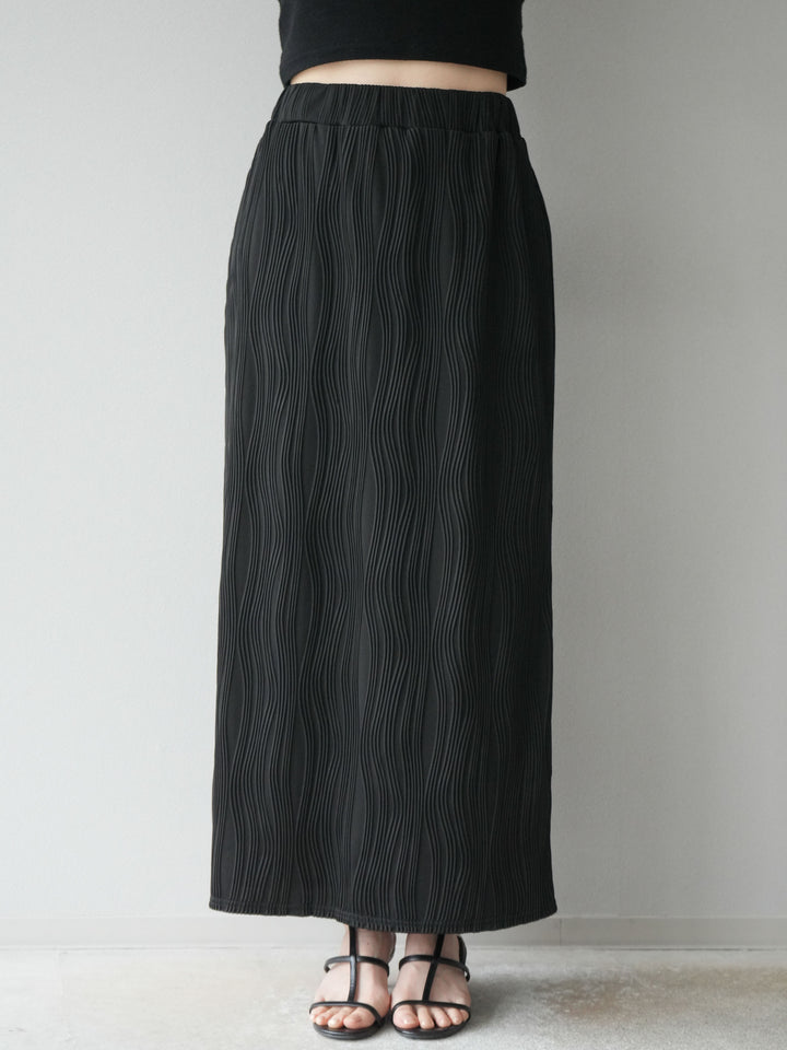 [予約]ウェーブパイピングタイトスカート/ブラック
