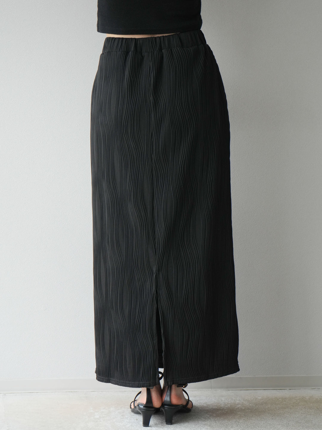 [予約]ウェーブパイピングタイトスカート/ブラック