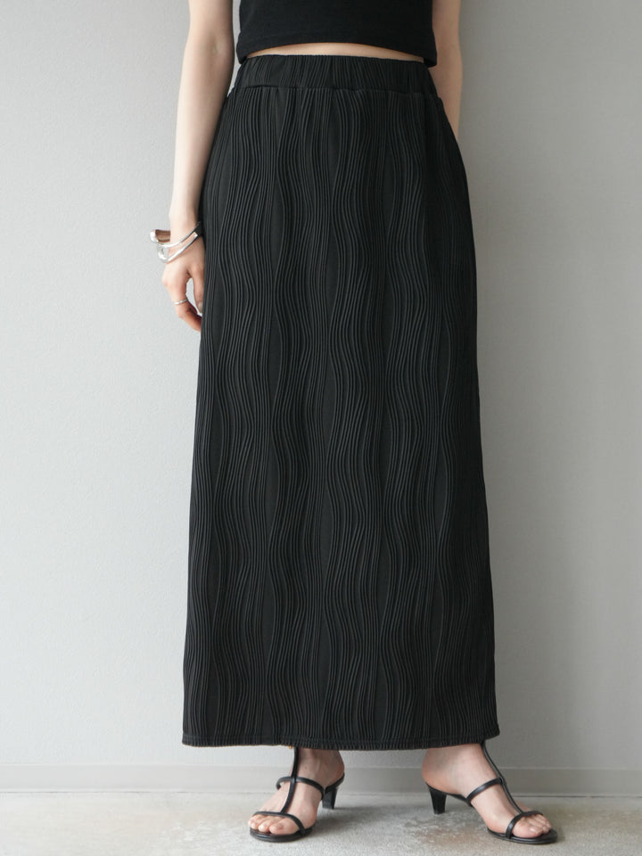 [予約]ウェーブパイピングタイトスカート/ブラック