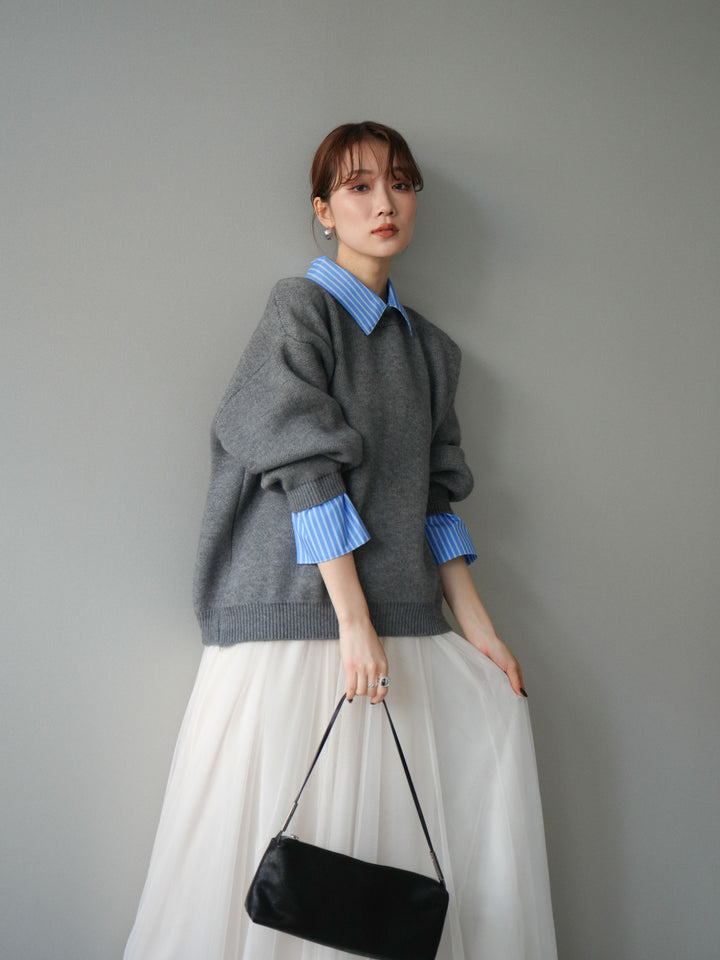 [予約]2WAY襟ニットプルオーバー/gray